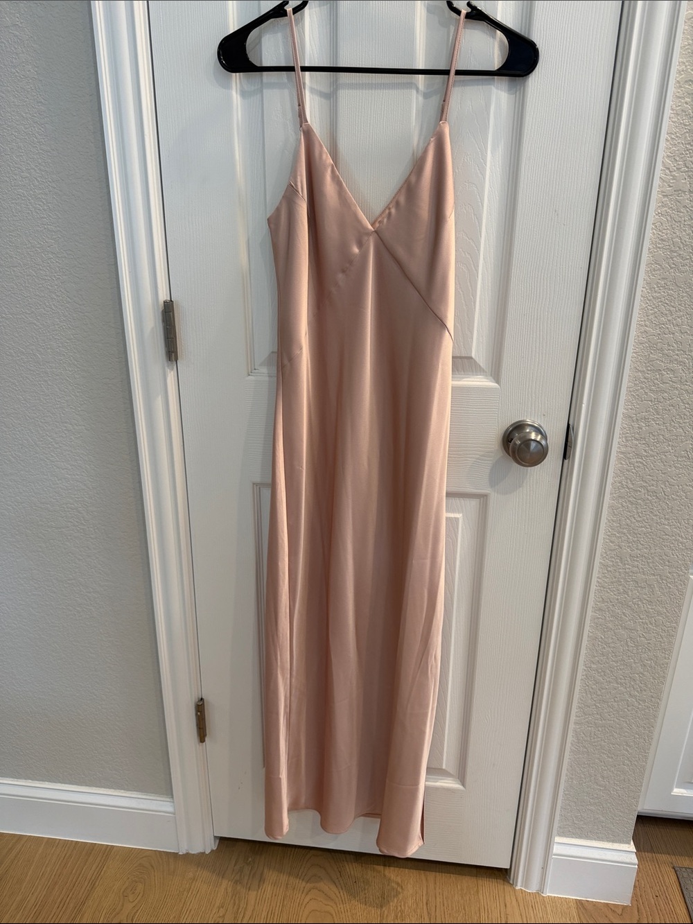 a new day Blush Pink satin dress with slit